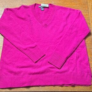 Alashan Fuchsia Cashmere V-Neck Sweater